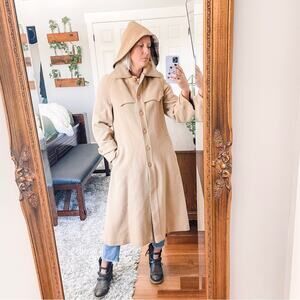 Junior Gallery | Vintage Hooded Wool Coat Trench Peacoat Pea Coat Button Front M